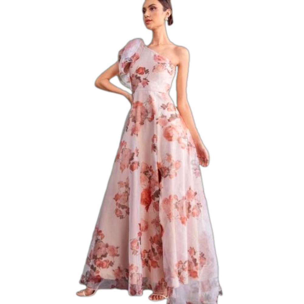 Asymmetrical One Shoulder Floral Formal Gatsby/ Garden Dress